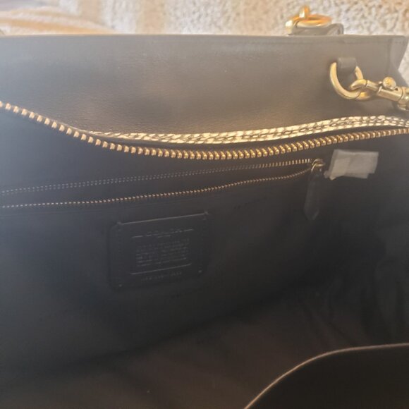 Coach Dreamer 36 Color Block Exotic Gray and Black Leather Satchel - Picture 6 of 7